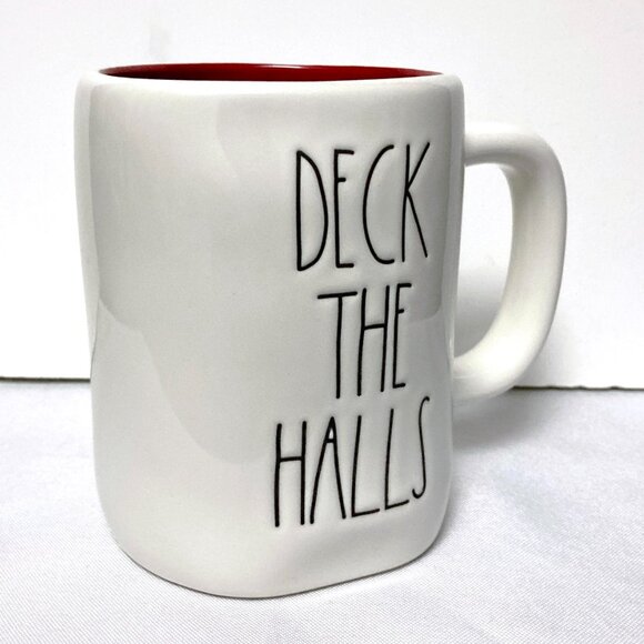 Rae Dunn DECK THE HALLS Coffee Mug Artisan Collection by Magenta White Red - Picture 4 of 11